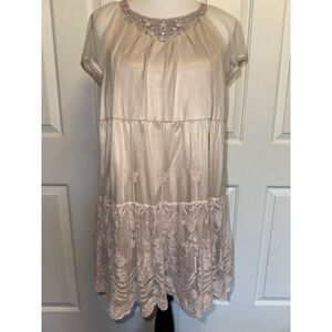 Axes Femme Tiered Lace Babydoll Dress Women’s M Fairycore Coquette Sheer Overlay